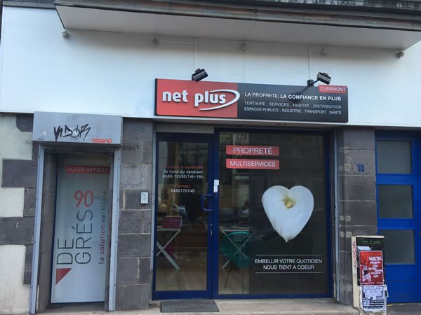 Façade de l'agence de nettoyage Net Plus à Clermont-Ferrand
