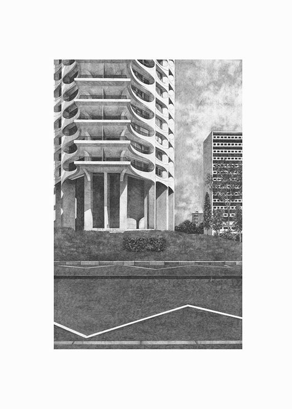 Mertinet & Texereau, Residence 6, graphite sur papier, 70x50cm,2019