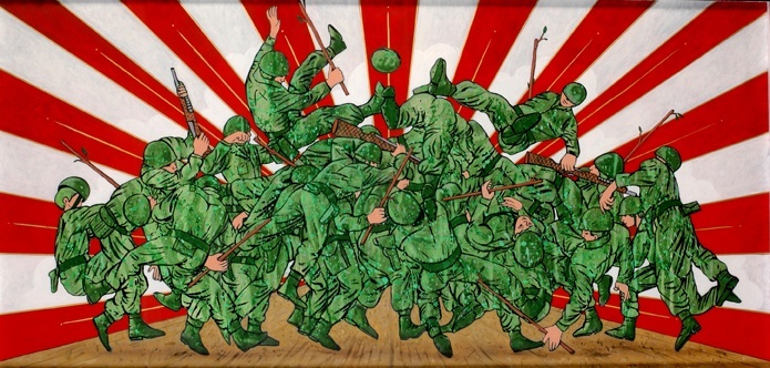 Philippe-Mayaux-nu-couche-de-soldats-unis-contre-le-motif-2004